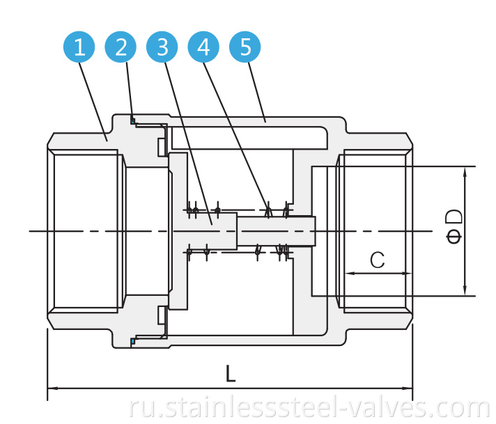 stainless steel 200WOG threaded ends vertical check valve